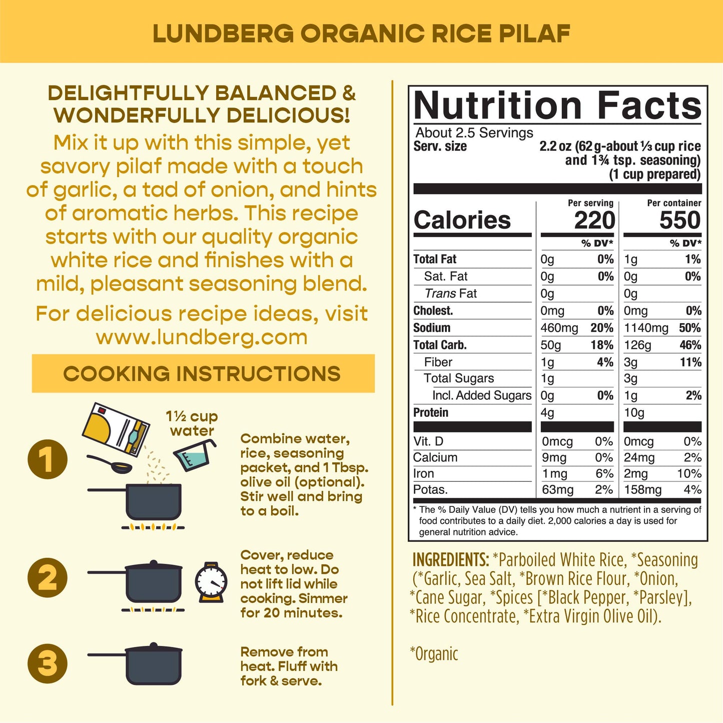 LUNDBERG RICE WHT PILAF ENTREE 5.5 OZ