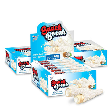 Snack Break Coconut Rolled Wafers, Individually Wrapped, Wafer Rolls with Creamy Coconut Filling, Snacks for Kids & Adults, 24 I