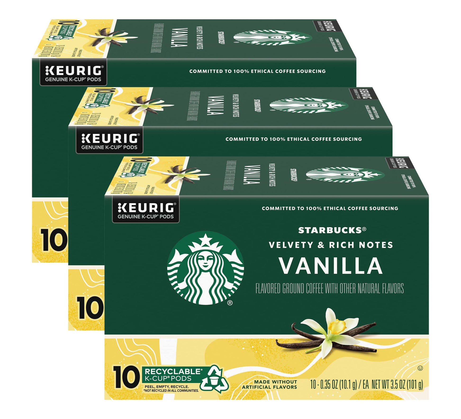 Starbucks Vanilla Flavored Coffee K-Cup Pods, 10 Count (Pack of 3), Genuine Keurig Pods, Coffee