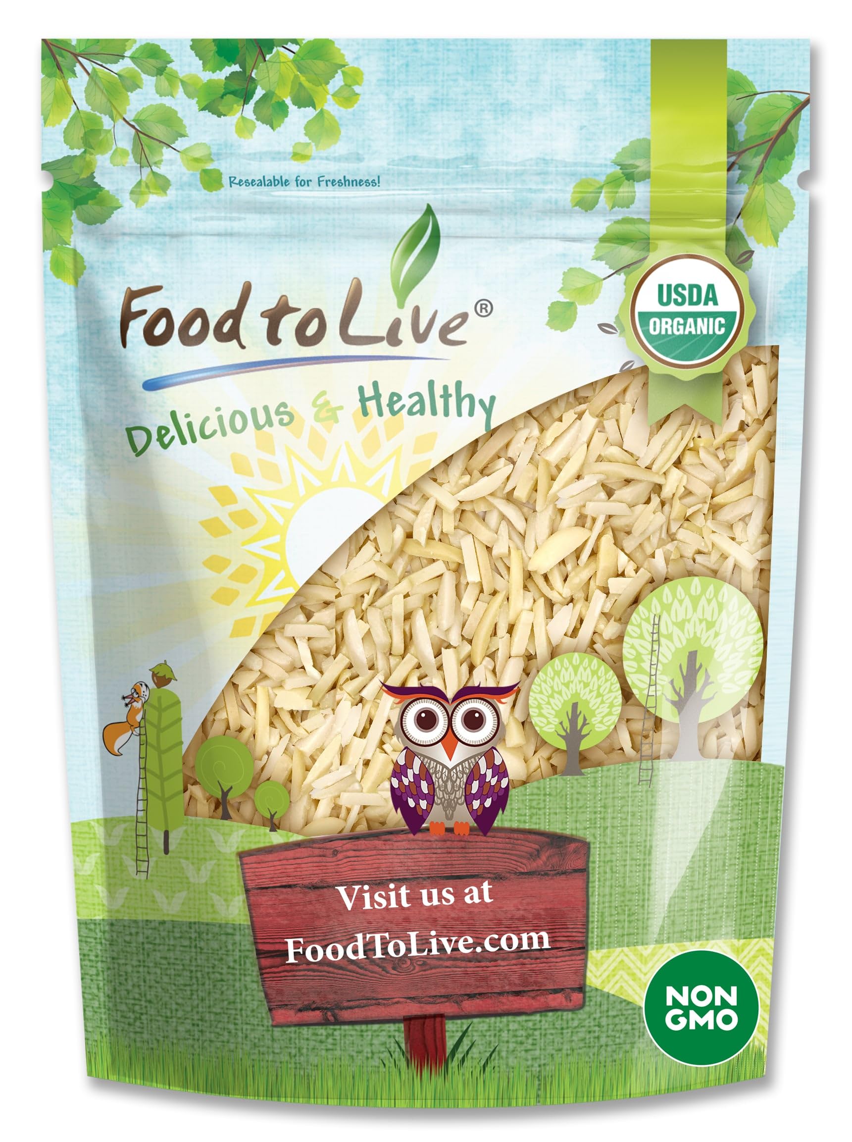 Food To Live Organic Blanched Slivered Almonds, 4 Pounds – Non-Gmo, Raw, Unpasteurized, Unsalted, Vegan, Keto, Paleo, Kosher, High In Protein, Dietary Fiber. For Cooking, Baking, Salads & Cereals