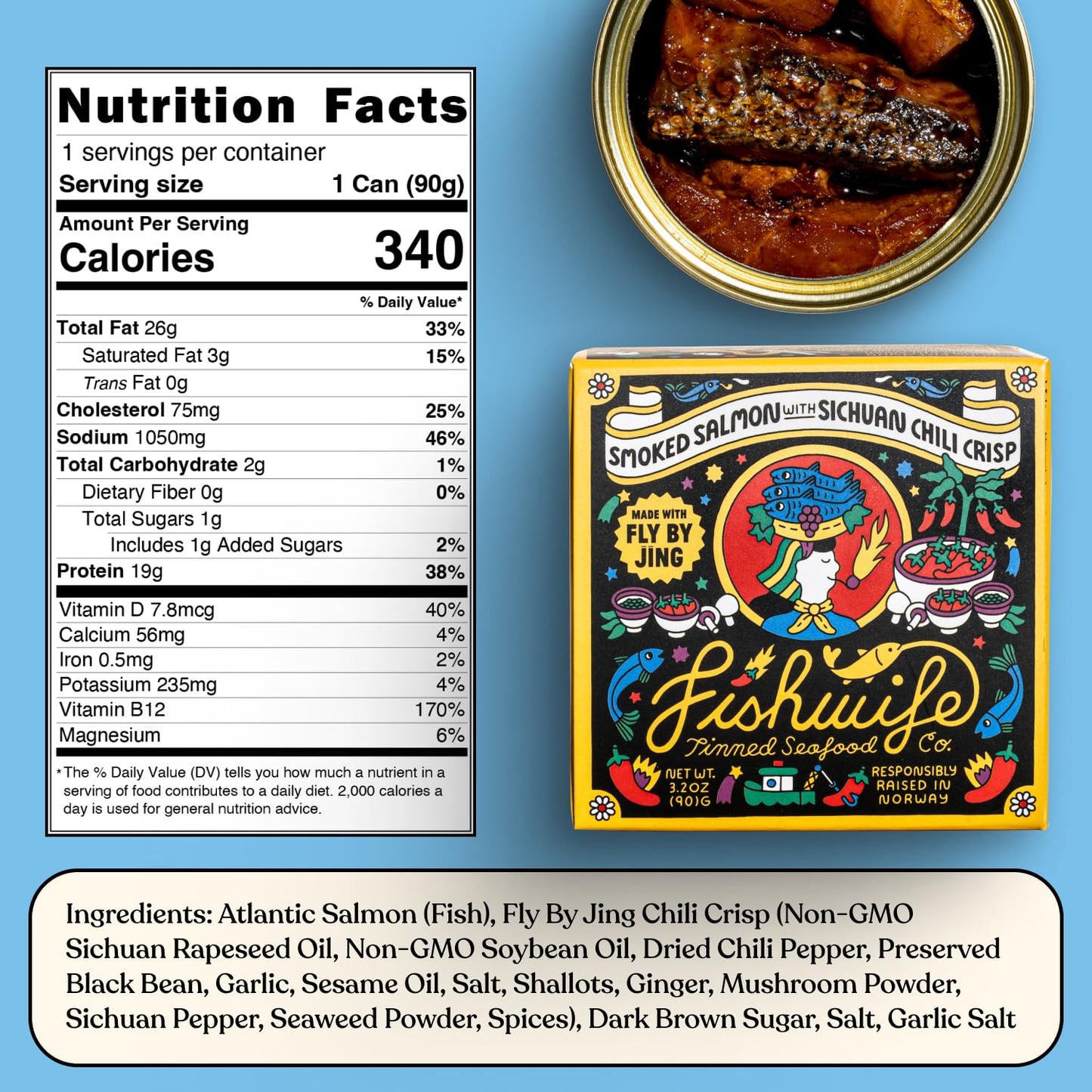 Fishwife Spicy Hot Trio (FBJ Salmon, Mackerel, Sardines with Hot Pepper) 3-Pack | Gluten Free, High Protein | Wild-Caught and Ha