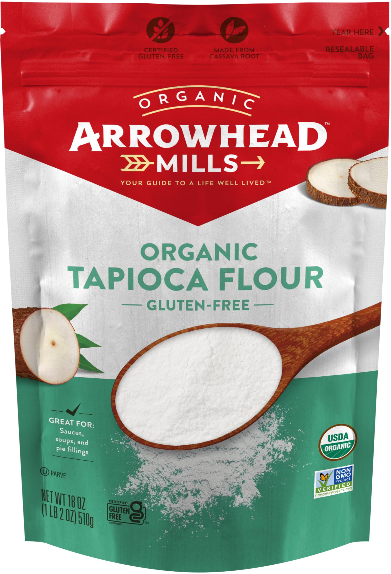 Arrowhead Mills Organic Gluten Free Tapioca Flour, 18 Oz (Pack Of 6)