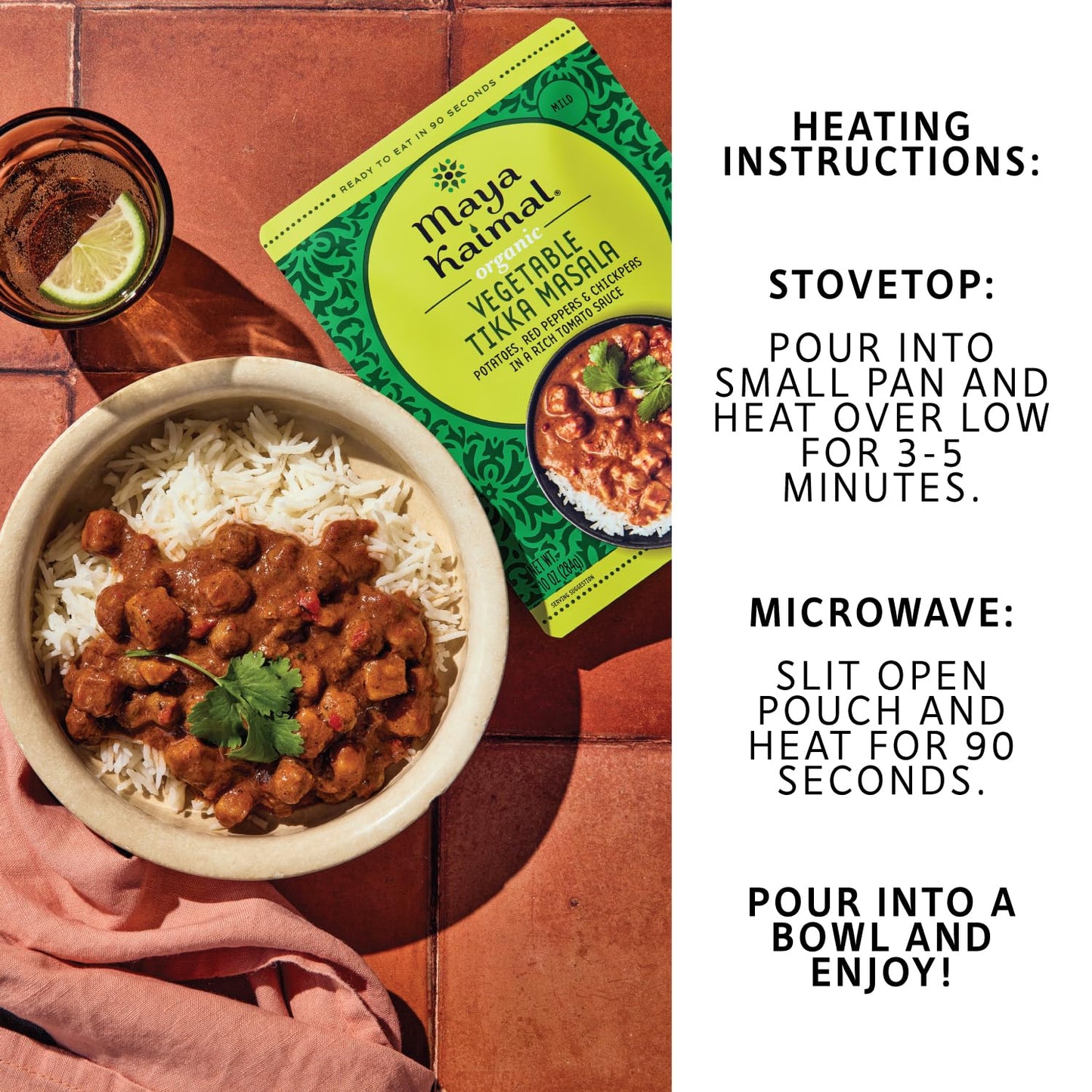 Maya Kaimal Organic Indian Vegetable Tikka Masala | Microwaveable, Ready To Eat, Fully Cooked Potatoes, Red Peppers & Chickpeas,
