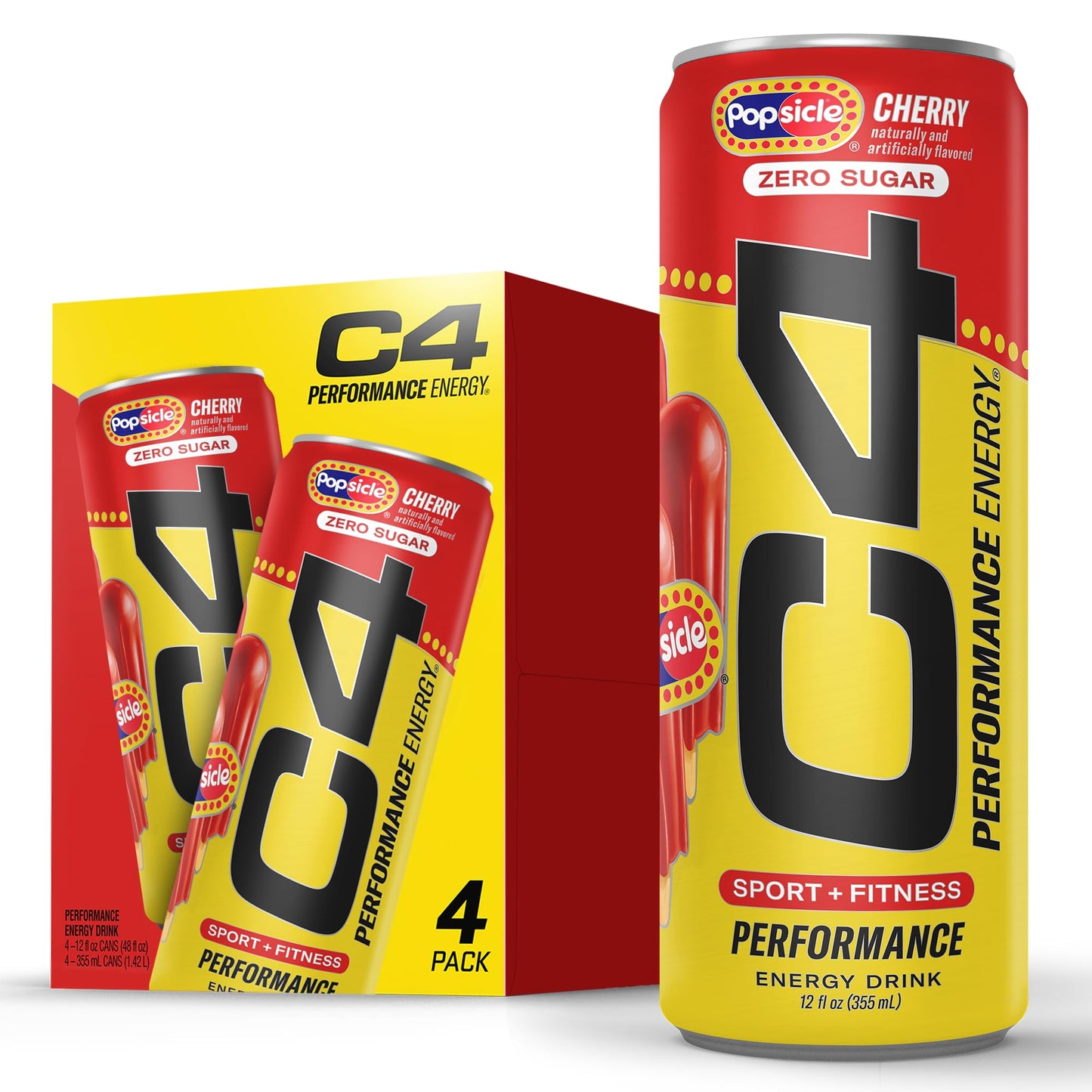 C4 Performance Energy Carbonated 12Oz 4Pk Cherry Popsicle