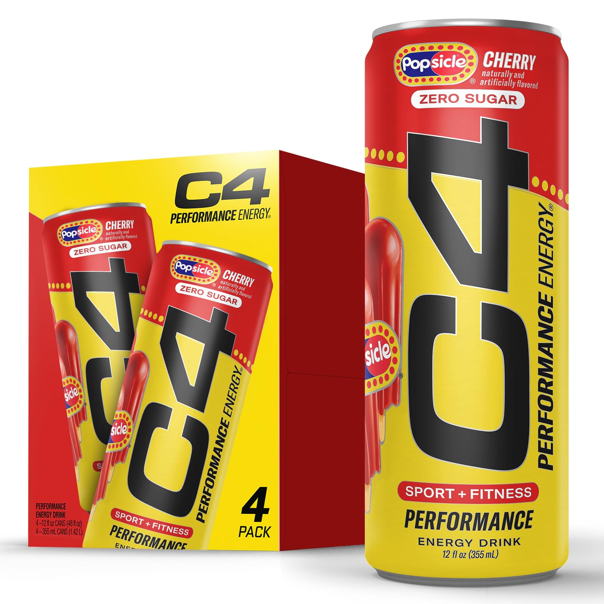 C4 Performance Energy Carbonated 12Oz 4Pk Cherry Popsicle