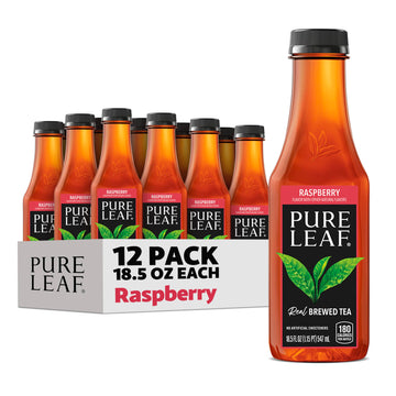 Pure Leaf Iced Tea, Raspberry, Real Brewed Tea, 18.5 Fl Oz Bottles (Pack of 12)