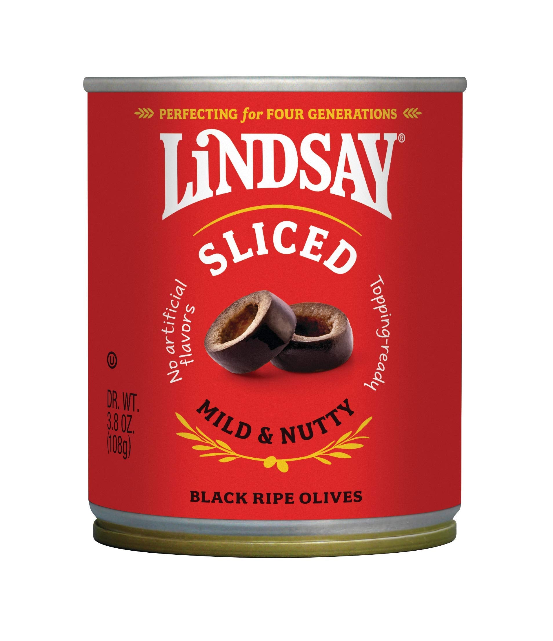Lindsay Sliced Black Ripe Olives, Pack Of 12, 3.8Oz Cans