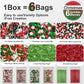 HUEBEATY 6-in-1 Christmas Red and Green Sprinkles for Cookies Baking - 180g Nonpareils, Jimmies, Christmas Tree & Sugar Sprinkle
