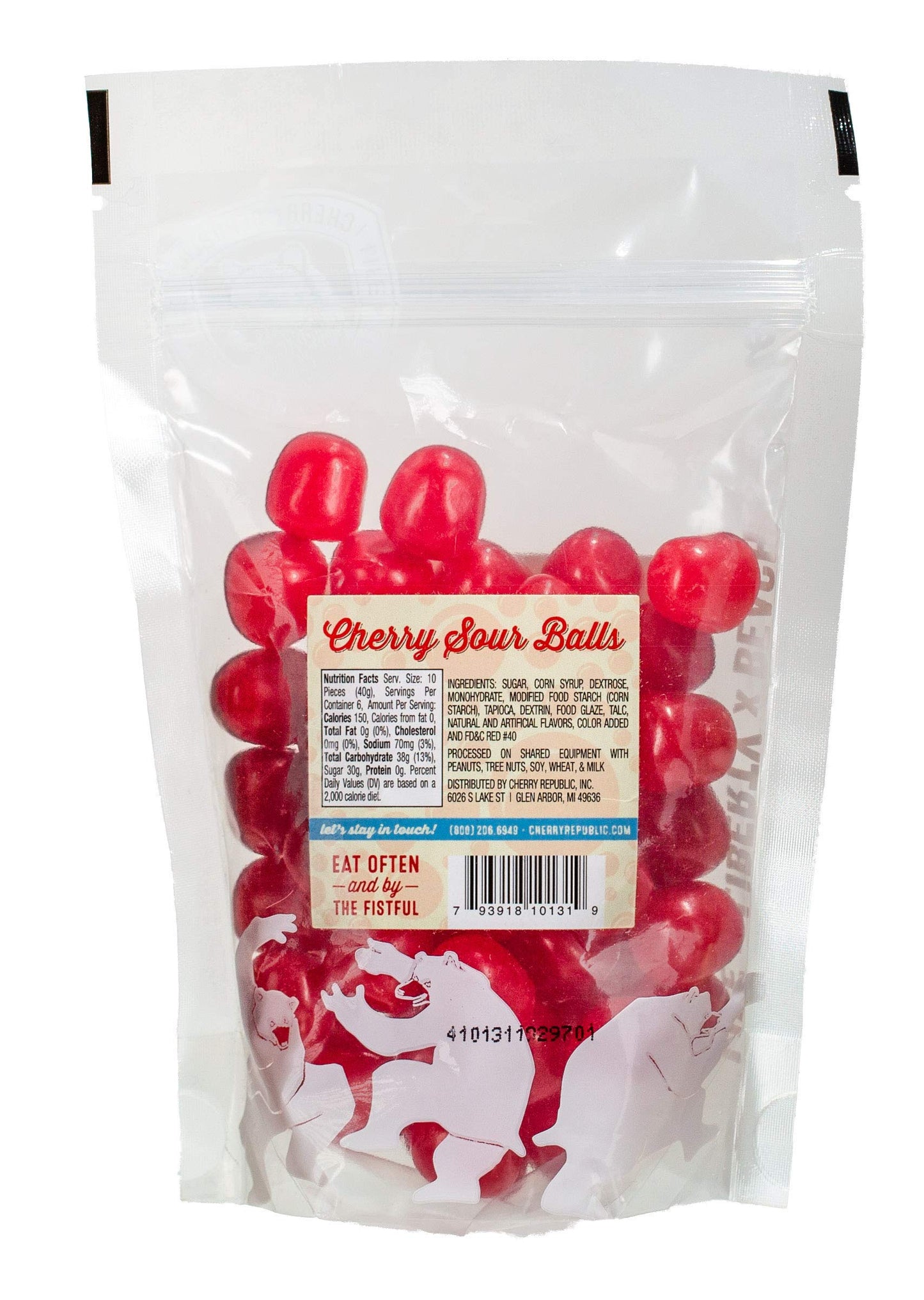 Cherry Republic Cherry Sour Balls - Resealable Pack Sweet & Sour Chewy Candy - 2 X 8 Ounce