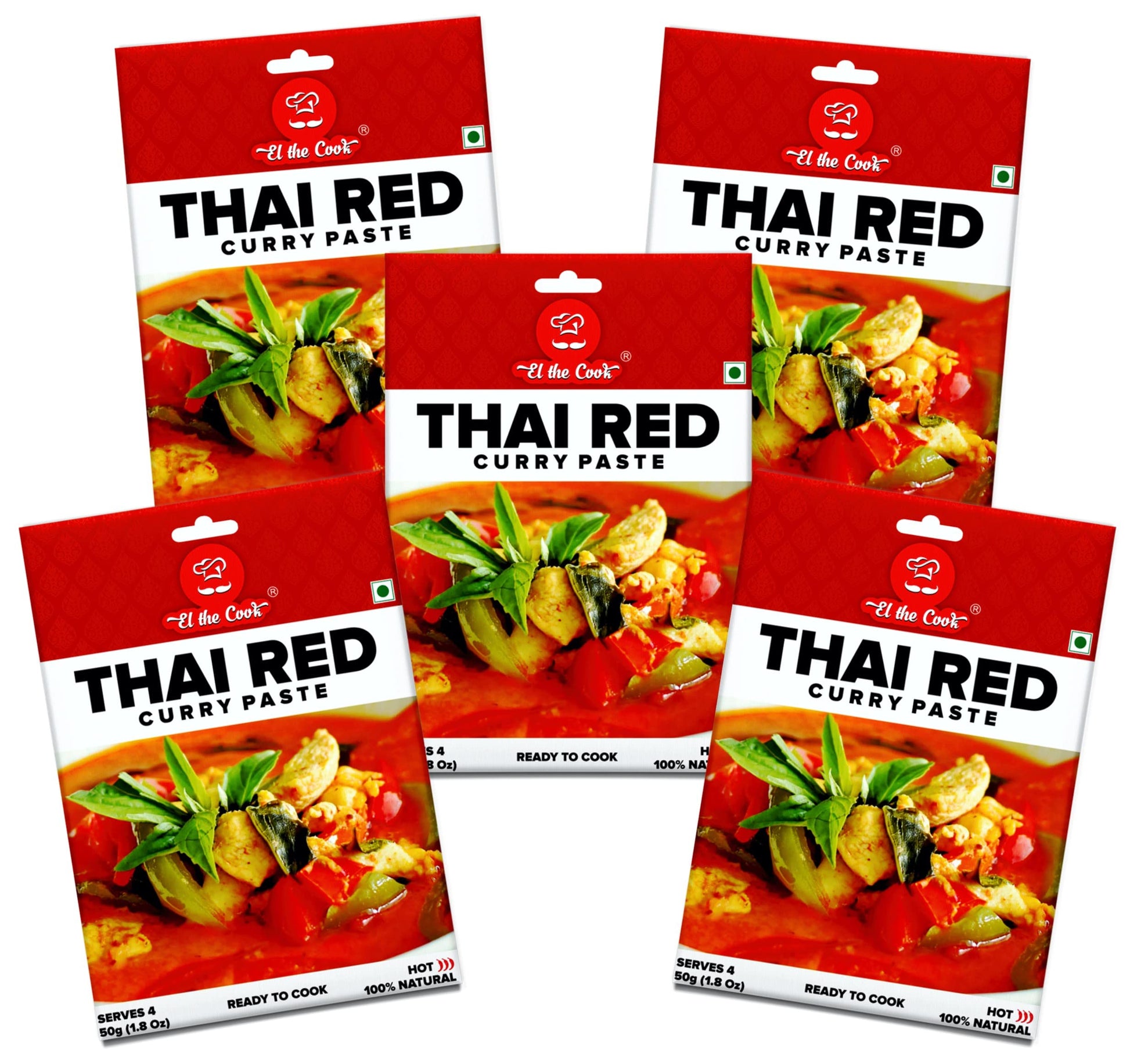 El The Cook Thai Red Curry Paste - Just Add Meat/Veg| Spicy & Hot Thai Curry | Ready To Cook, Vegetarian, Non-Gmo Gluten Free | 