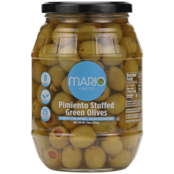 Mario Pimiento Stuffed Green Manzanilla Spanish Olives, 21 Ounce (Pack of 6)