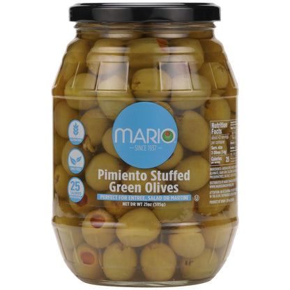 Mario Pimiento Stuffed Green Manzanilla Spanish Olives, 21 Ounce (Pack of 6)