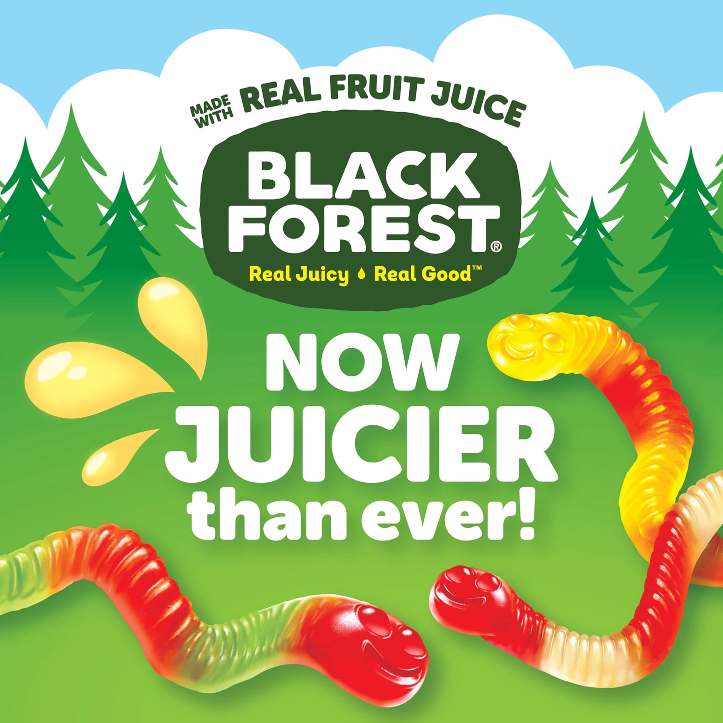 Black Forest Gummy Worms Candy, Made with Real Fruit Juice, 22oz Resealable Bag