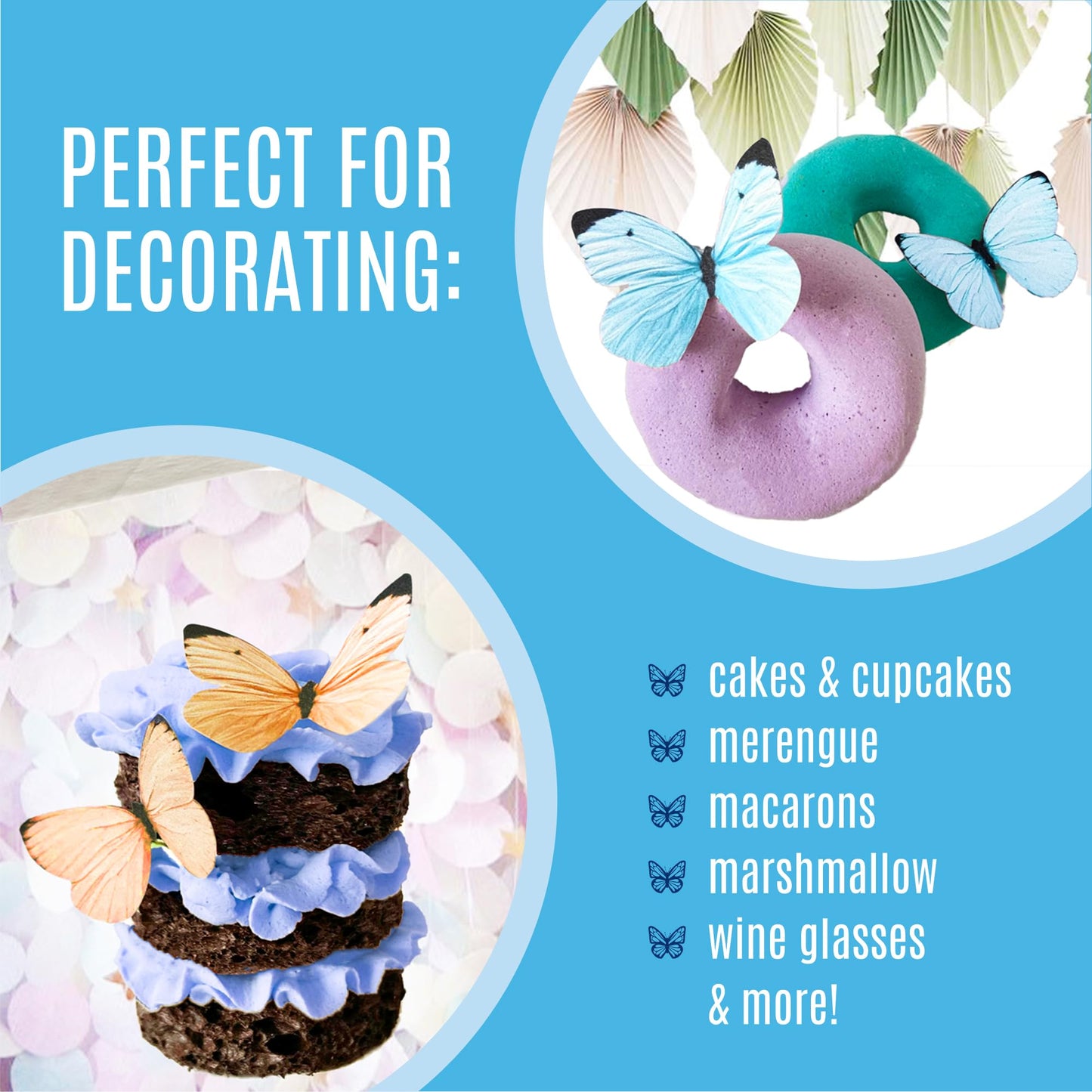 Sugar Robot Edible Butterflies For Cake Decorating - Small Pastel Blue Butterfly Cake Toppers And Cupcake Toppers - Decoration M