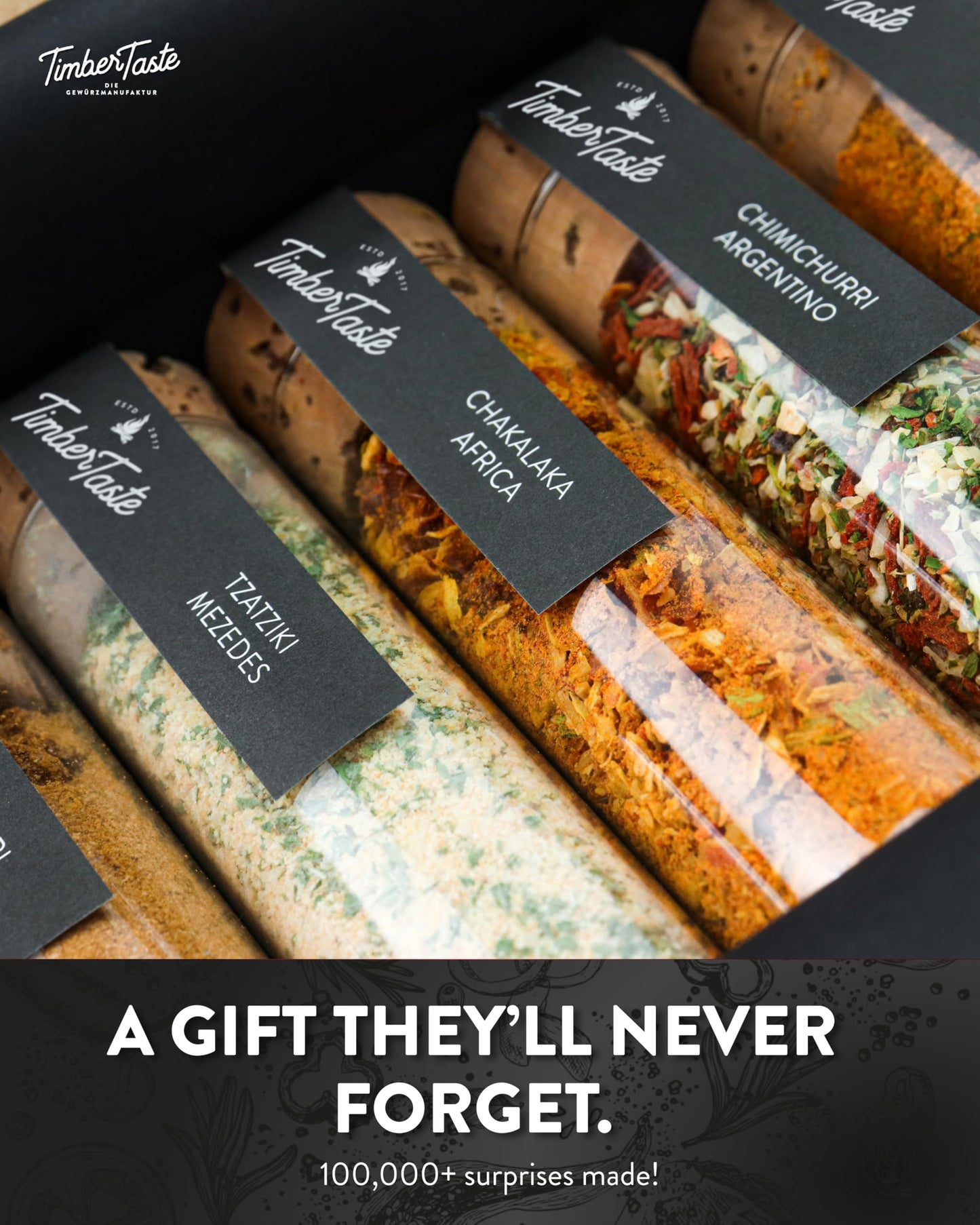 Timber Taste World Spice Collection - World Spice Gift Set - Gourmet Spices And Seasonings Set For Men & Women - International S