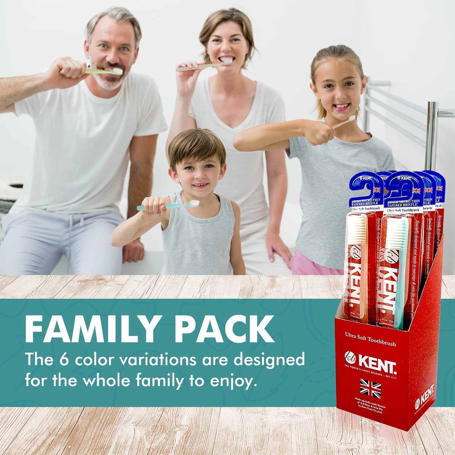 [Kent] Classic Medium Head Extra Soft Toothbrush, Sensitive Teeth & Gums For Adults & Teens - (Set Of 6)