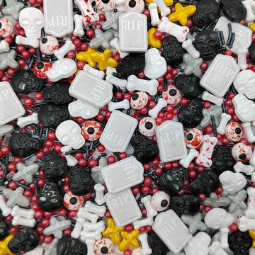 Homankit Halloween Sprinkles for Cake Decorating Edible Candy Eyeballs Dog Bones Tombstone Skull Cross Sprinkle Mix Cake Cupcake