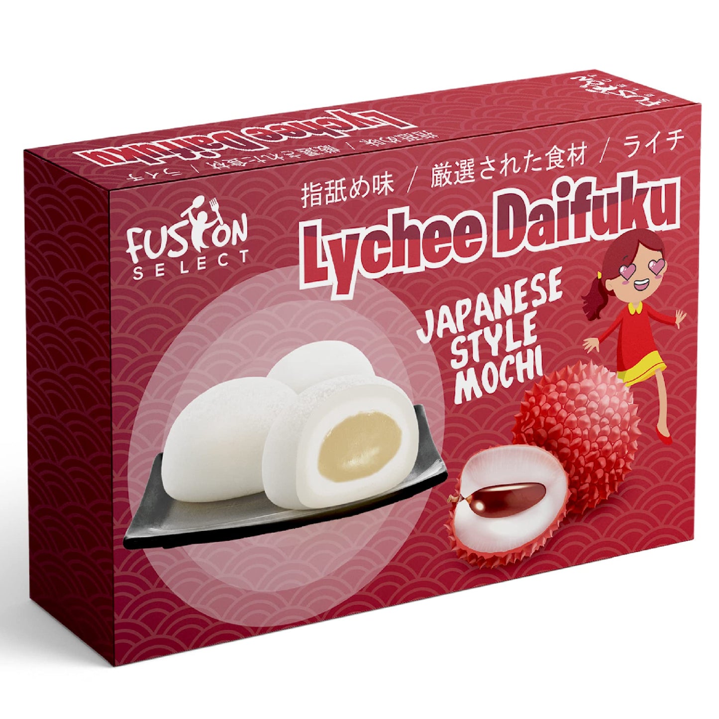 Fusion Select Mochi Daifuku Snacks - Chewy Lychee Rice Cakes - 6 Count Pack