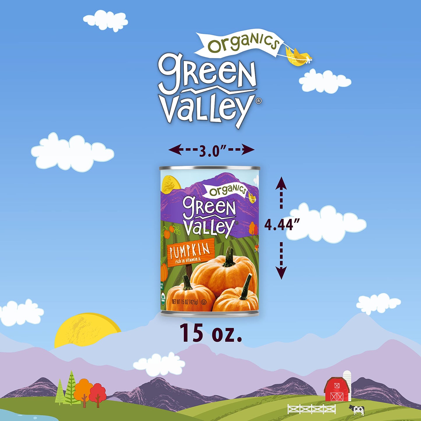 Green Valley Organics Pumpkin | Certified Organic | 100% Dickinson Variety | Sweet Earthy Delicious | Firm & Smooth | Vibrant Au