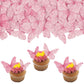 Gyufise 40Pcs Edible Butterfly Cake Decorations - Cupcake Topper Wafer Paper Pink Dot