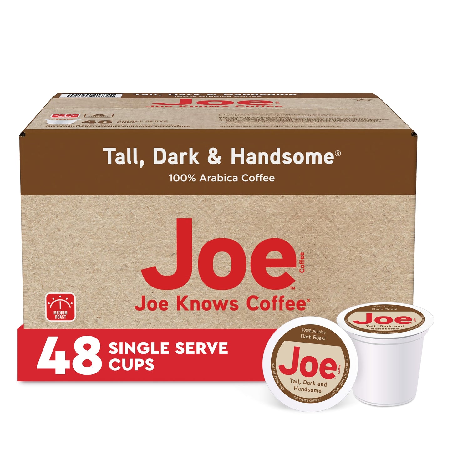Joe Knows Coffee Single Serve Pods, Tall Dark and Handsome, 48 Count