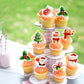 Ercadio 40 Pcs Edible Merry Christmas Cupcake Toppers Santa Claus Christmas Tree Snowman Cupcake Drink Topper Picks For Celebrating Merry Christmas Theme New Year Holiday Party Cake Decorations