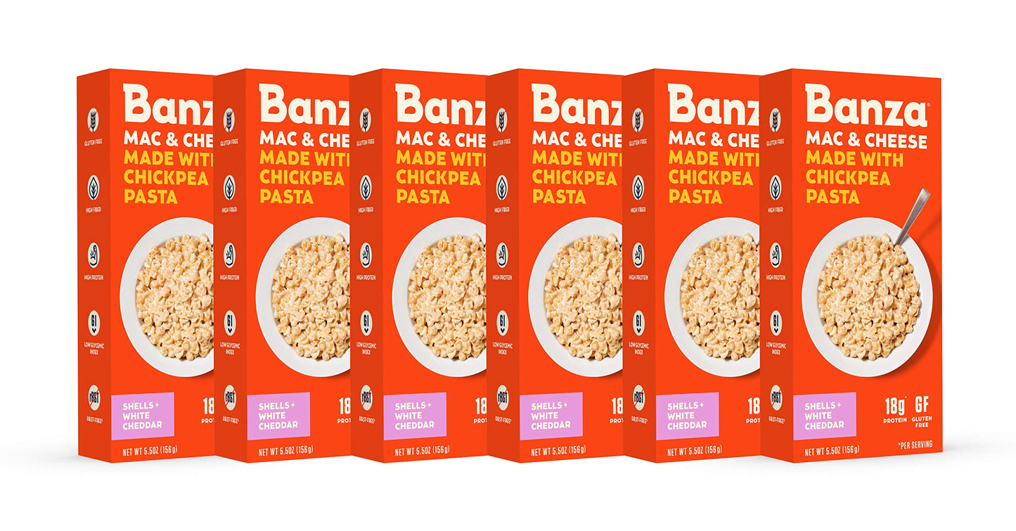 Banza Chickpea Pasta Shells and Cheese with Classic Cheddar  High Protein, Gluten Free Mac and Cheese, Healthy Macaroni and Chee