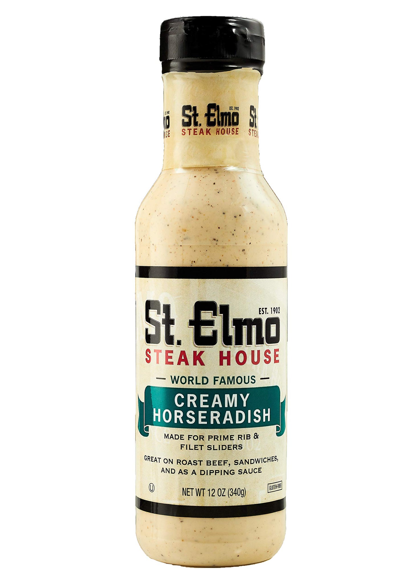 St Elmo Steak House Gift Box - 4 Piece Set with Steak Sauce, Horseradish, Cocktail Sauce, Seasoning