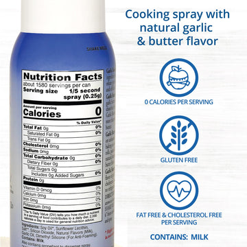BUTTER BUDS Buttermist Garlic Food Spray – High-Smoke Point Cooking Oil Spray, 17 Oz, Natural Butter and Garlic Flavors