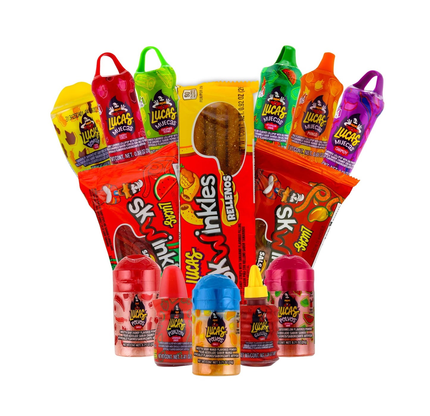 Look-On Lucas & Mexican Candy Combo Mix, 50 Count Variety Set of Sour, Sweet, Spicy