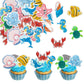Gyufise 56Pcs Edible Ocean Animal Cupcake Toppers Sea Ocean Theme Birthday Cake Decorations Turtles Octopus Seahorse Cupcake Pic