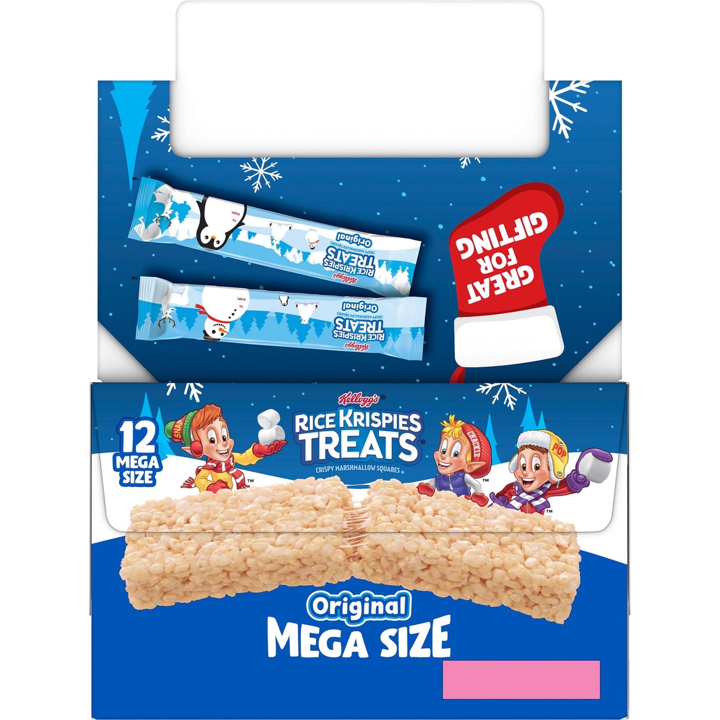 Rice Krispies Treats Mega Size Crispy Marshmallow Squares, Holiday Snacks, Original (12 Bars)