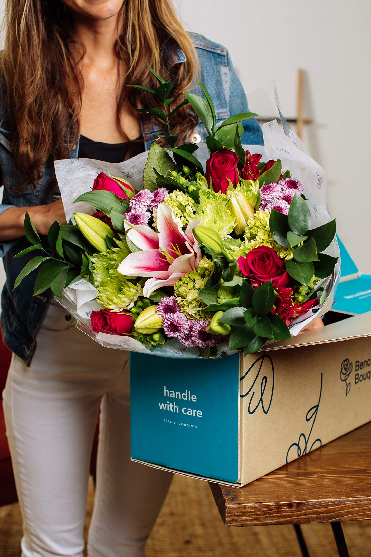 Benchmark Bouquets - Blissful Blossoms (Glass Vase Included) - Fresh Flowers for Delivery - Gift for Graduation, Birthday, Anniv