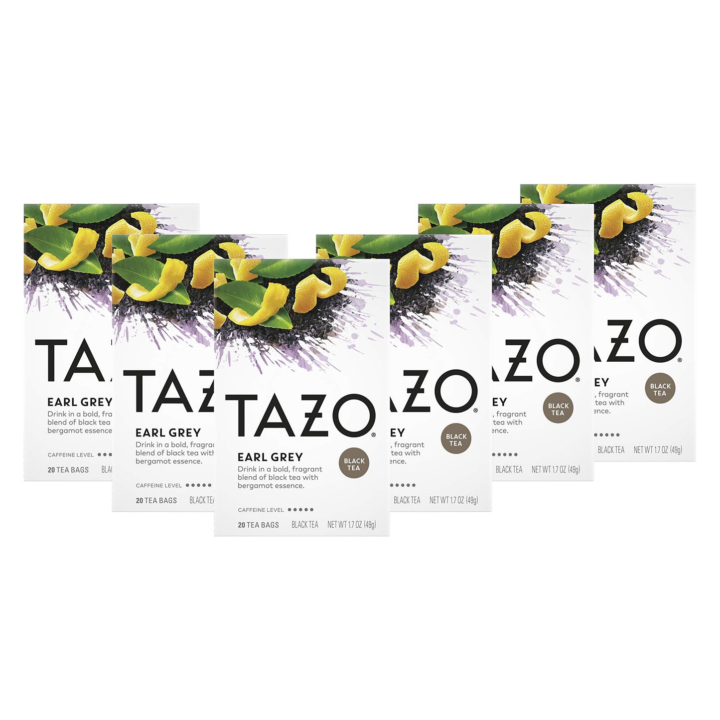 TAZO Earl Grey Tea Bags, High Caffeine, 20 Count, Pack of 6