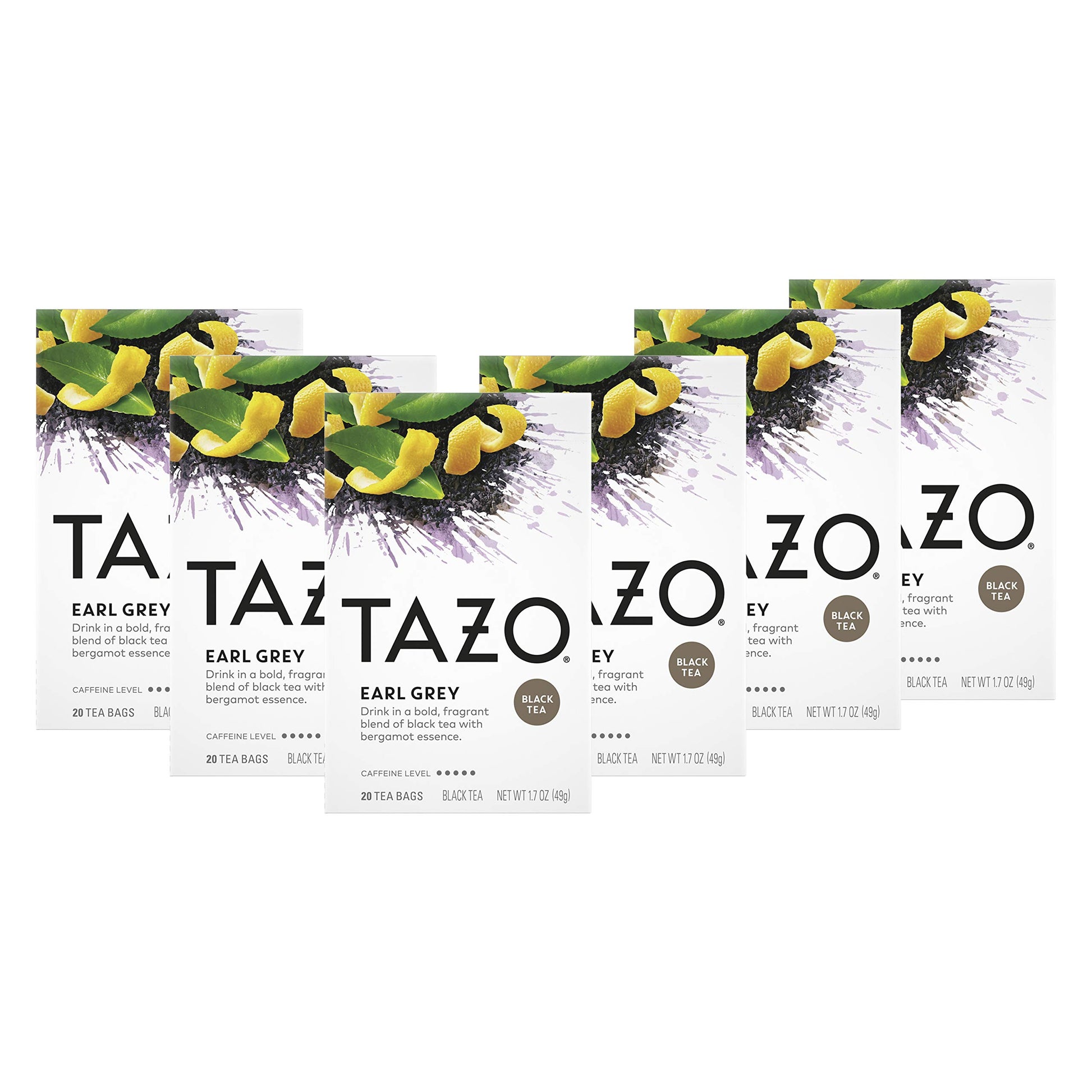 TAZO Earl Grey Tea Bags, High Caffeine, 20 Count, Pack of 6