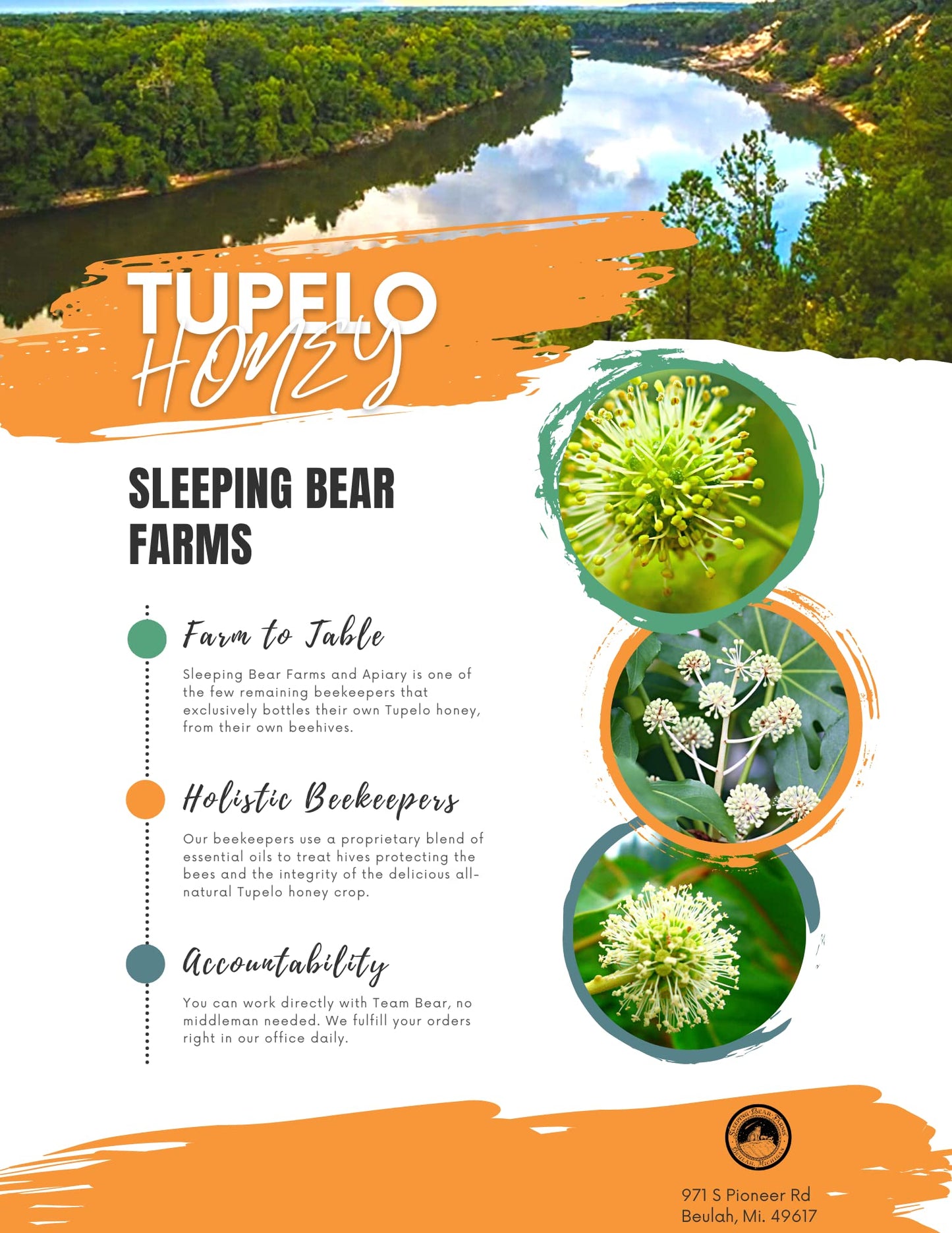 Tupelo Honey 32Oz - 2 Pound -Two Pound Jar- From Sleeping Bear Farms Beekeepers In The Florida Apalachicola River Basin