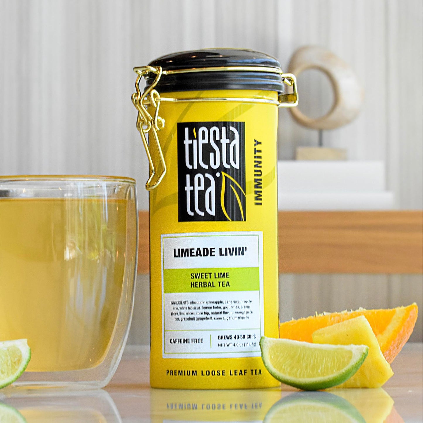 Tiesta Tea Limeade Livin Loose Leaf Herbal Tea - Non-Caffeinated, 4oz Refillable Tin, Makes Up to 50 Cups