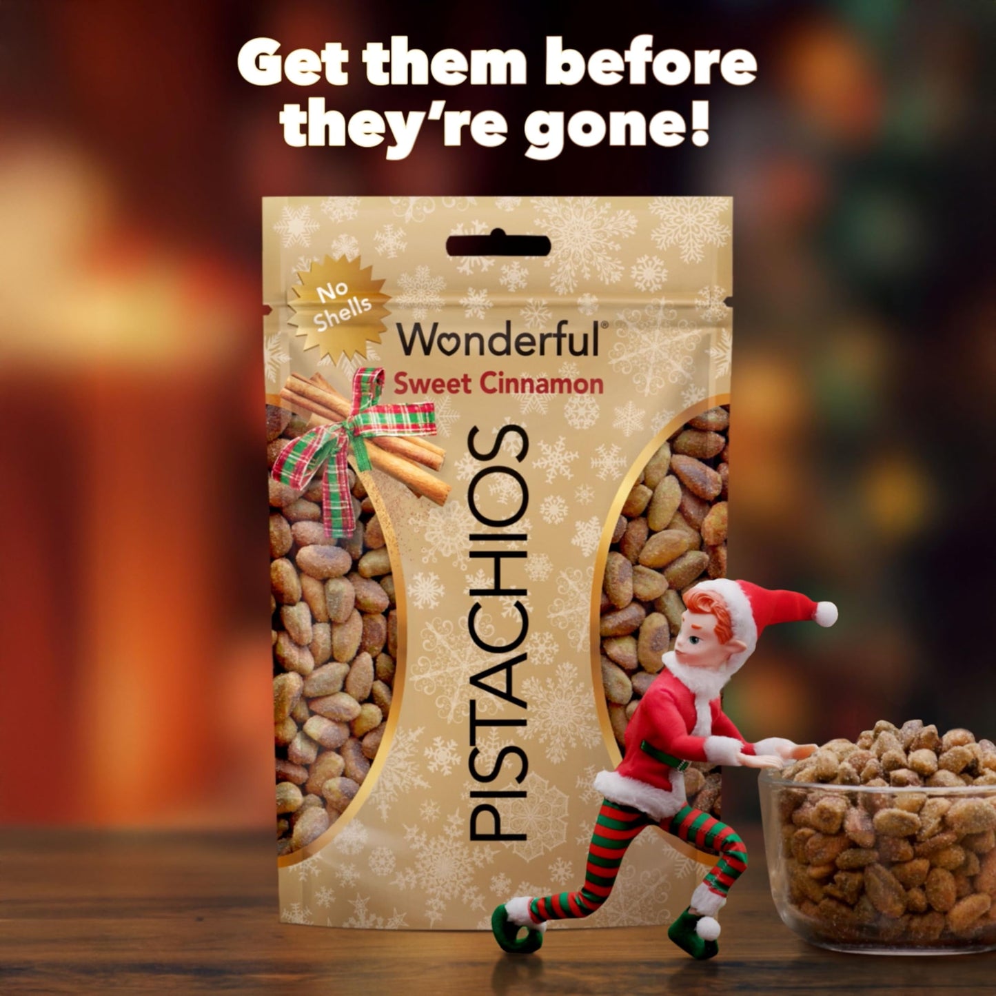 Wonderful Pistachios No Shells, Sweet Cinnamon Flavored Nuts, 5.5 Ounce Resealable Bag, Protein Snacks, Gluten Free, Healthy Sna
