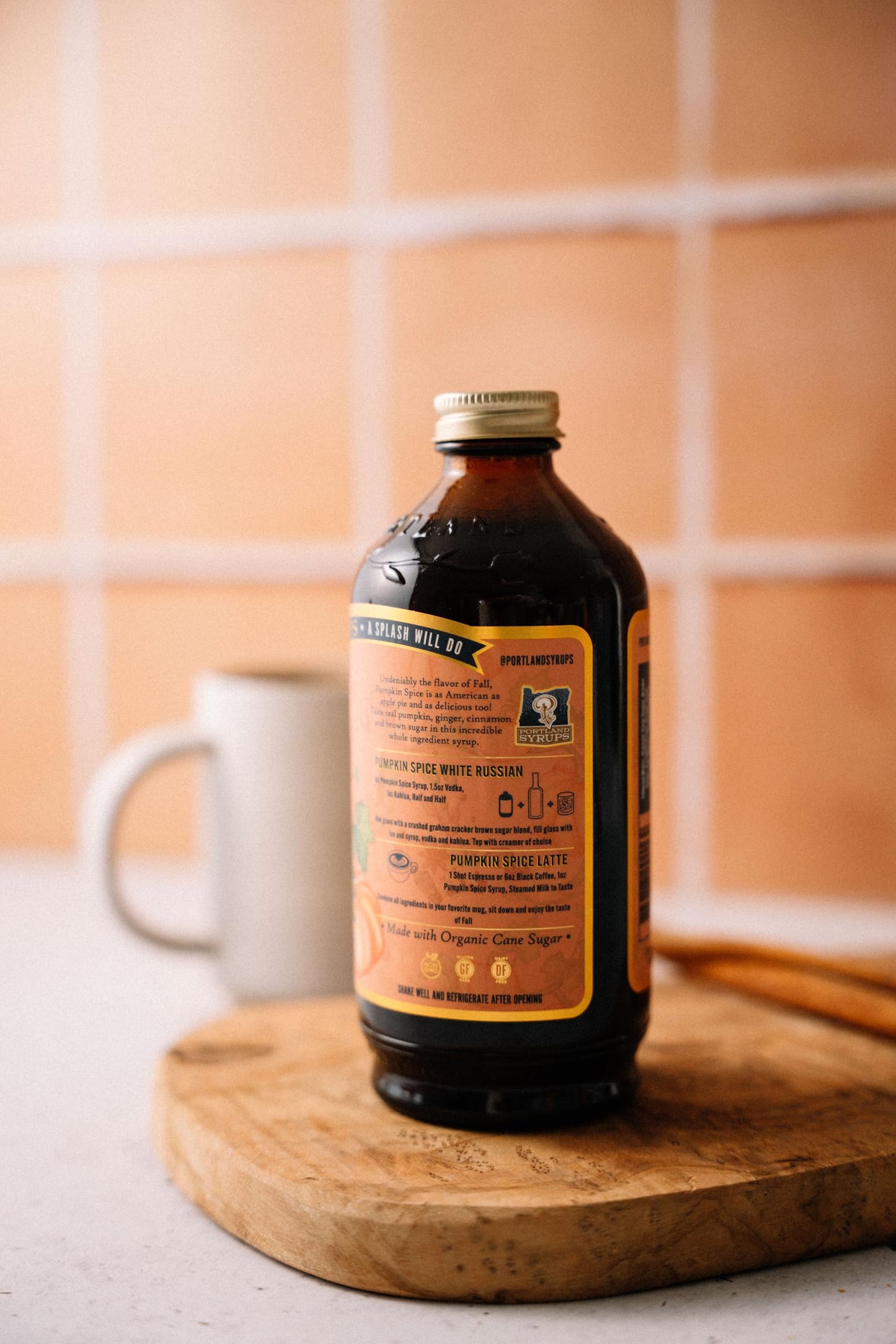 Portland Syrups Pumpkin Spice Syrup - Organic Coffee Syrup for Lattes & Baking - 12 oz Bottle