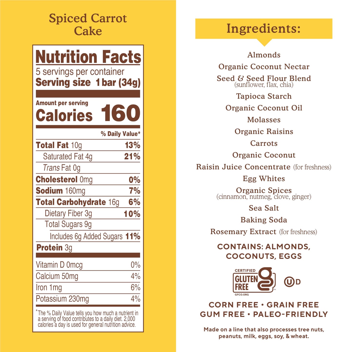 Simple Mills Almond Flour Snack Bars, Spiced Carrot Cake - Gluten Free, Made with Organic Coconut Oil, Breakfast Bars, Healthy S