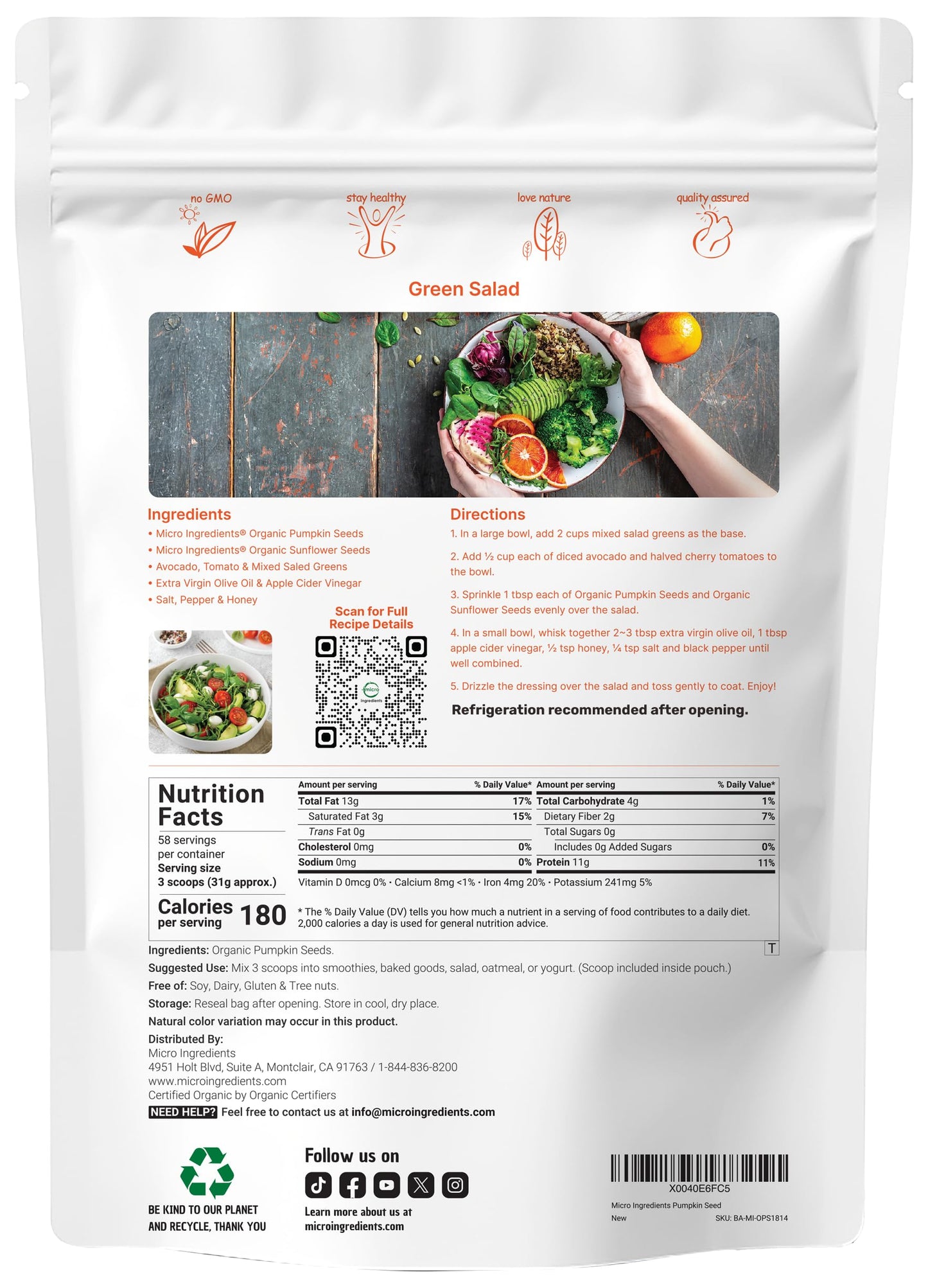 Organic Pumpkin Seeds  4lbs | Raw  Unsalted  & Shelled - Whole Pepitas | Pumpkin Seeds to Eat | Great for Baking  Smoothies  & Salad Toppings | Natural Source of Essential Fatty Acids  Protein  & Iron