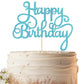 EONNCNT Happy Birthday Cake Topper - Sky Blue Glitter, Paper Material, Model MOUCCT-HB, Party Decoration Supplies