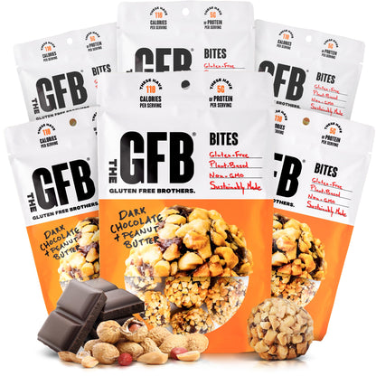 The Gluten Free Brothers Dark Chocolate Peanut Butter Bites - Gluten Free Protein Balls - Non GMO, Soy Free, Vegan - Snack Size 