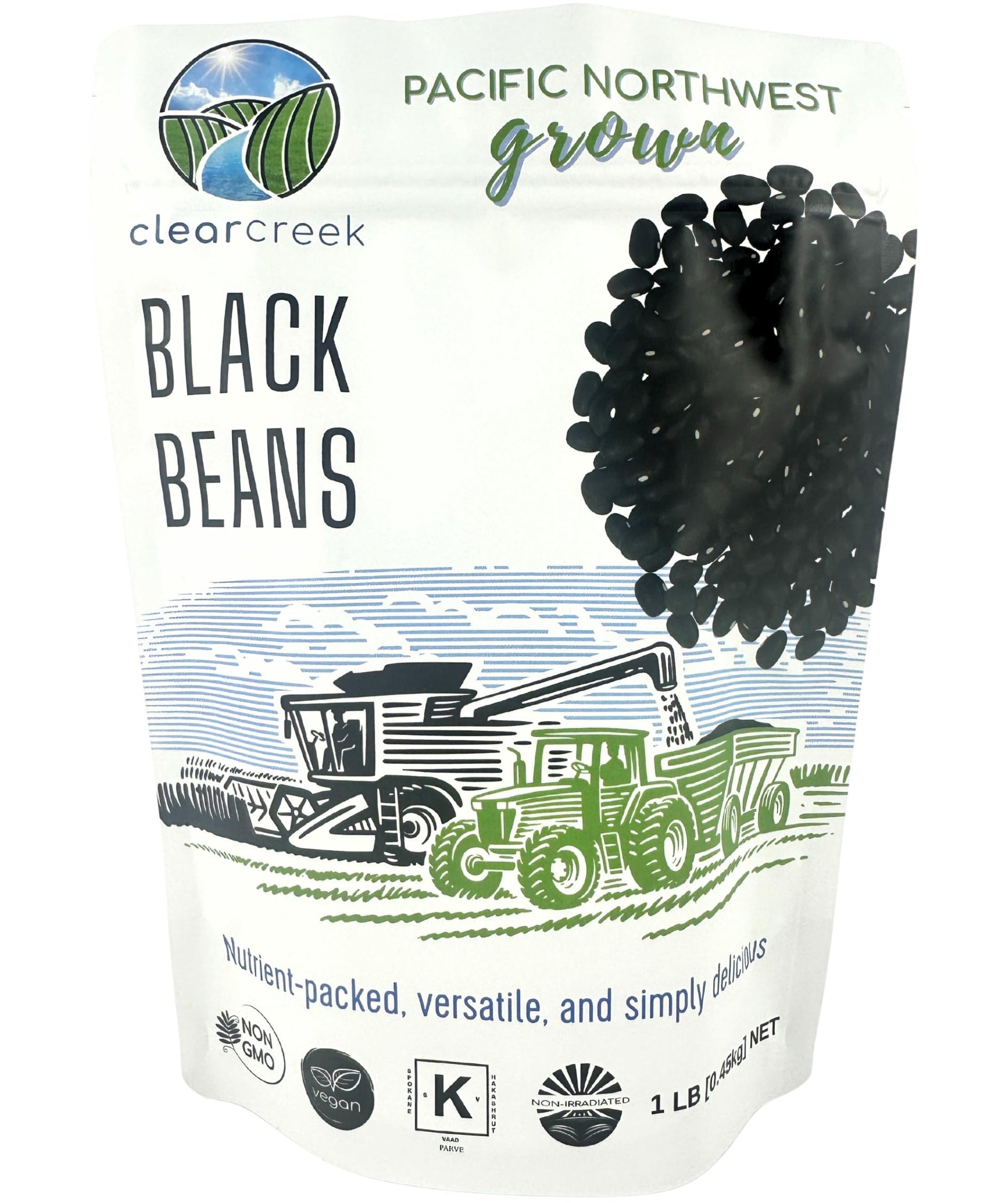 Washington State Black Beans | 1 LB Resealable Bag | Non-GMO | Vegan | Kosher | Non-Irradiated | Dry Black Beans | Frijoles Negr