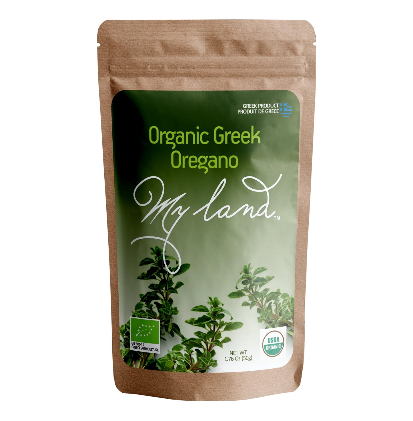 My Land Organic Greek Oregano from Mount Olympus, Greece - Perfect for Seasoning or Tea - Dried, Handpicked, Tiny Cut Oregano Le