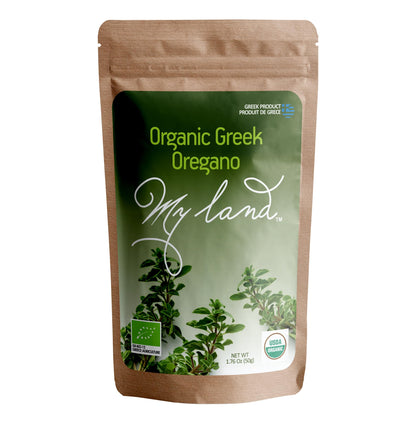 My Land Organic Greek Oregano from Mount Olympus, Greece - Perfect for Seasoning or Tea - Dried, Handpicked, Tiny Cut Oregano Le