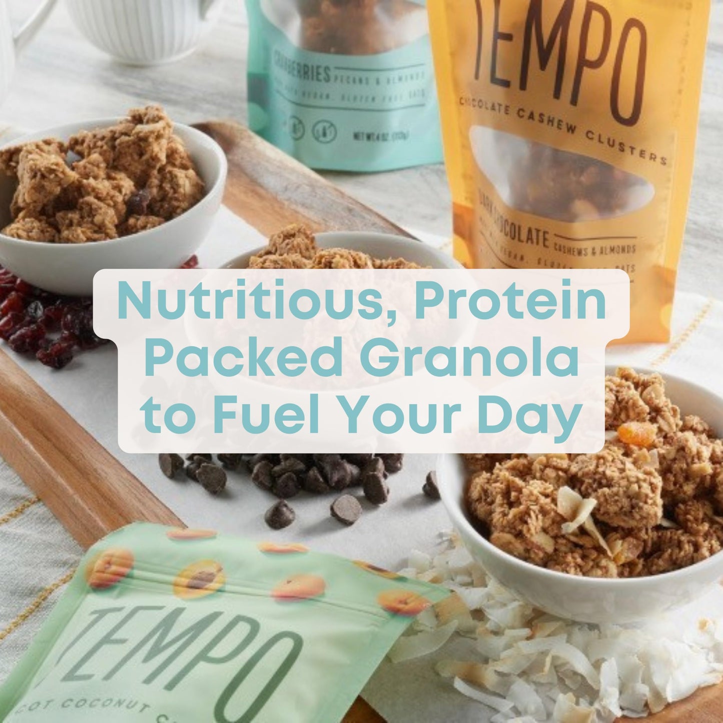 Tempo Granola Apricot Coconut Almond Granola Clusters (6 Pack) Gluten Free Oats, High Protein, Low Sugar, Vegan, Dairy Free, Soy