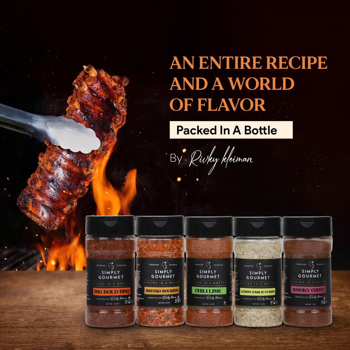 Recipe In A Bottle Spice Box Gift Set - 5x3oz Bottles with Recipe Cards - Gourmet Cooking Adventure