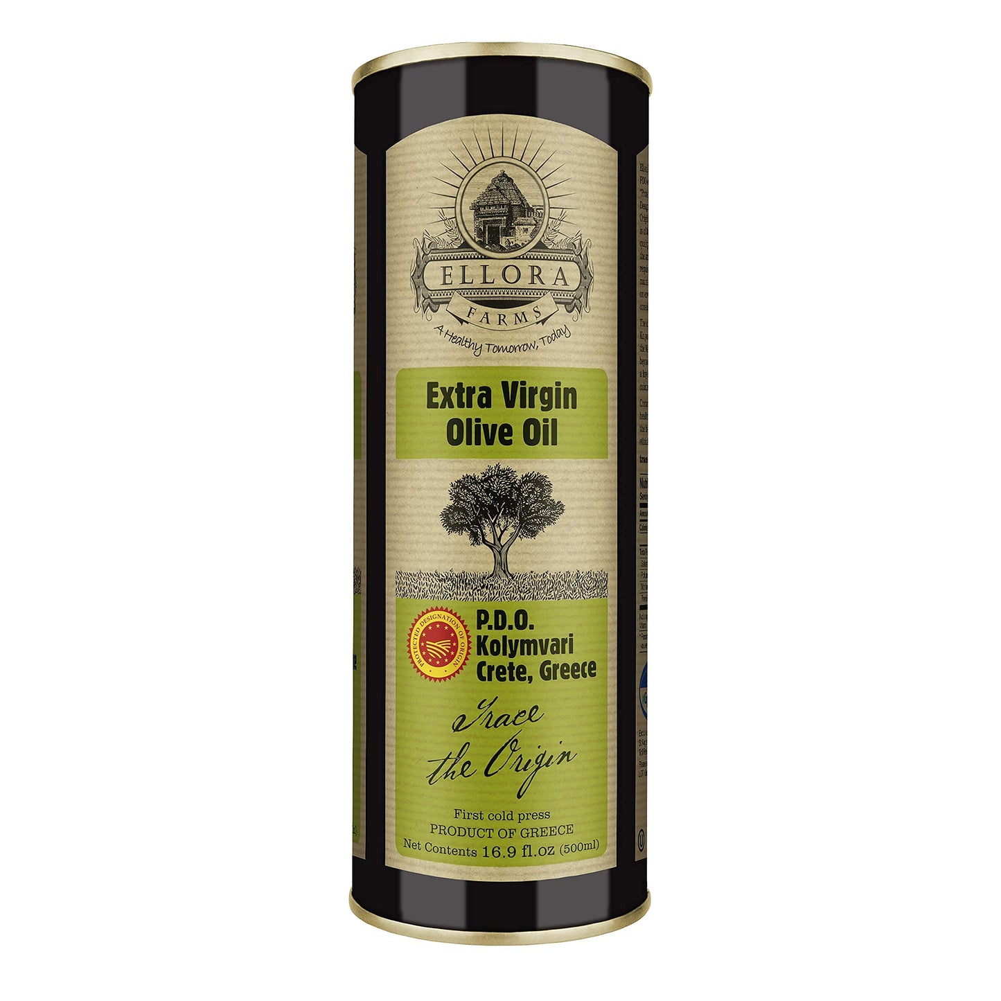 Ellora Farms Extra Virgin Olive Oil, Single Estate, Cold Pressed, 16.9 Fl Oz, Kosher, Crete, Greece