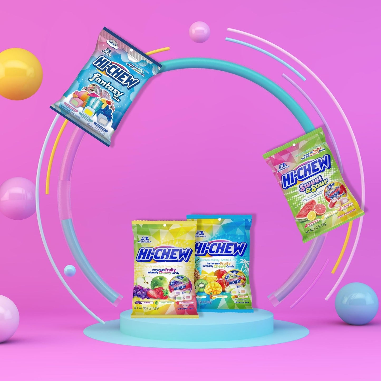 Hi-Chew Variety Mix, Pack Of 4 Bags - 17 Flavor Assort Sweet And Sour Chewy Candy, Unique Fun Soft - Immensely Juicy Fruity Candy Flavors - Individually Wrapped For Sharing